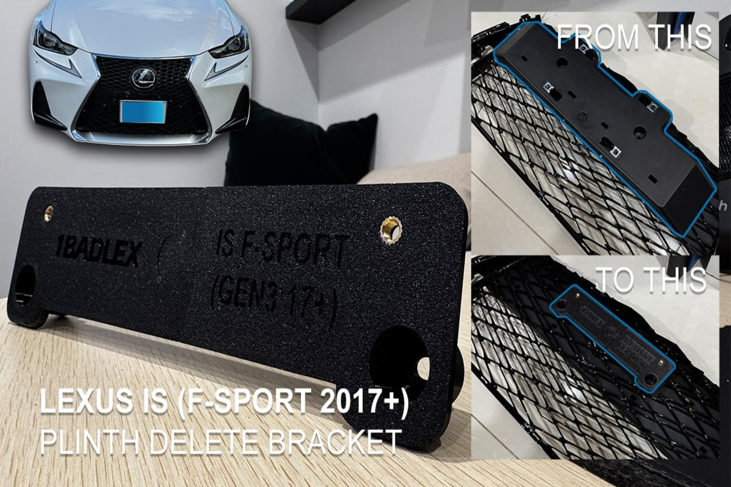 Lexus IS 2017-2020 Slim plate holder (F sport only)