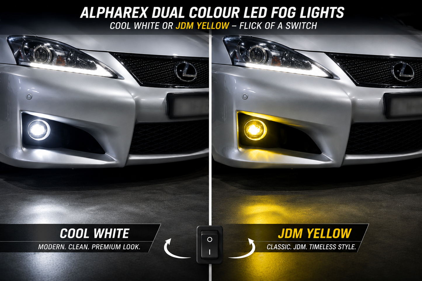 Alpharex Universal Toyota/Lexus/Scion MKII DoubleTap Dual Color LED Projector Fog Lights