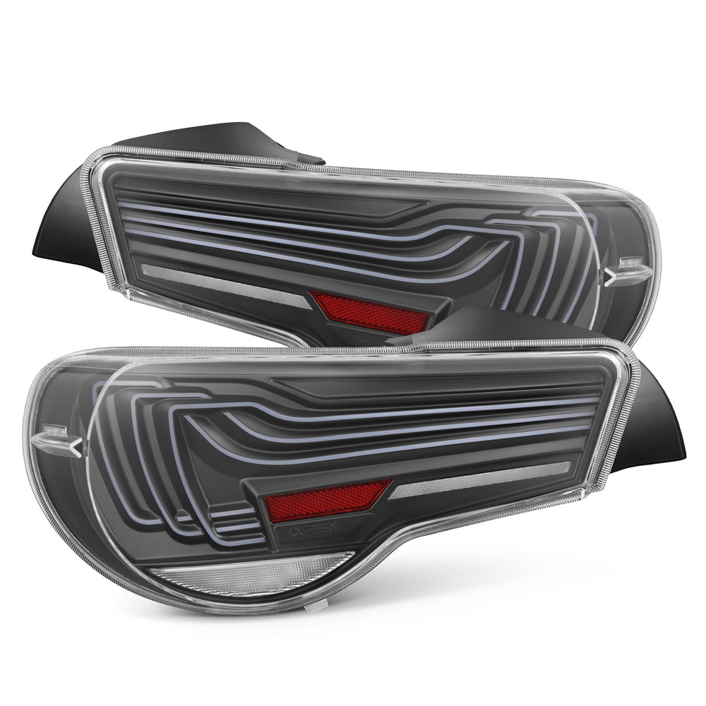 AlphaRex CSL Laser Style LUXX-Series LED Tail Lights for Toyota 86 / Subaru BRZ 2012–2020 – Black Smoke / Black Clear / Vivid Red