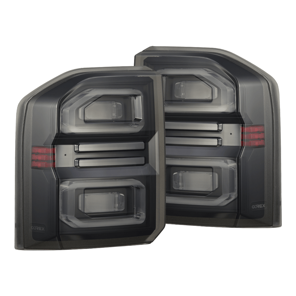 AlphaRex NOVA-Series Prismatic LED Tail Lights for Toyota LandCruiser Prado 250 2024–2026 – Black Smoke / Black Clear